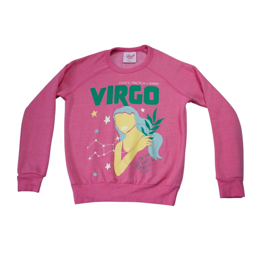 Anthropologie Midnight Rider Virgo Graphic Sweatshirt‎ Pink Raglan Pullover XXS